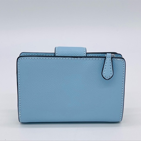 Coach Medium Corner Zip Bifold Wallet Leather Ocean Blue - Picture 4 of 8